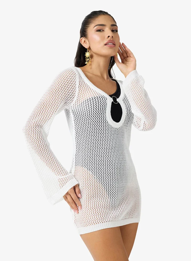 Ginger Ringer Detail Crochet Mini Dress